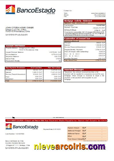 Chile Banco del Estado de Chile bank mortgage statement